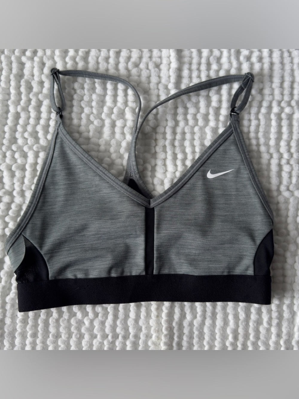 Nike Gray & Black Strappy Low-Impact Sports Bra size XS